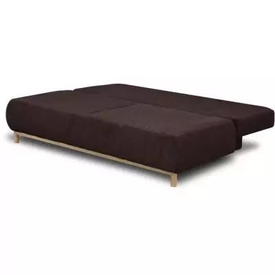Banquette convertible 3 places MIKA - Velours côtelé marron foncé - Coffre de rangement - L 192 x H 84 x P 93 cm