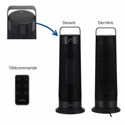 Radiateur soufflant oscillant - Céramique - OCEANIC - 2000 W - Télécommande - Noir