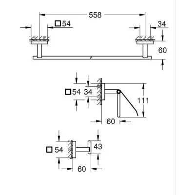 Set d'accessoires 3 en 1 - GROHE - 411242430 - Noir mat - Métal - Douche