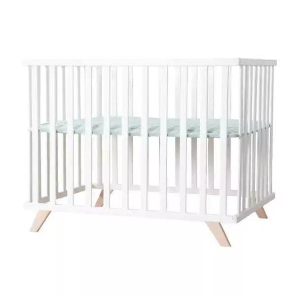 Parc bébé - ROBA - 75 x 100 cm - Tapis de parc 'Lil Planet' vert givré inclus - Blanc