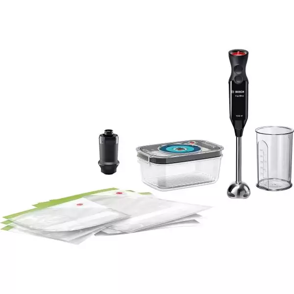 Mixeur plongeant - BOSCH - MS6CB61V1 ErgoMixx - 1000 W - 12 vitesses + turbo - Bol mixeur - Pompe sous vide - Noir