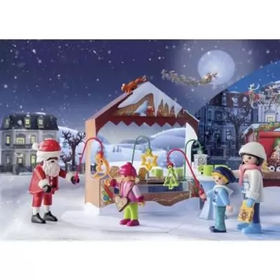 PLAYMOBIL 71472 Calendrier de l'Avent Marché de Noël, 24 surprises, 84 pieces, Des 4 ans