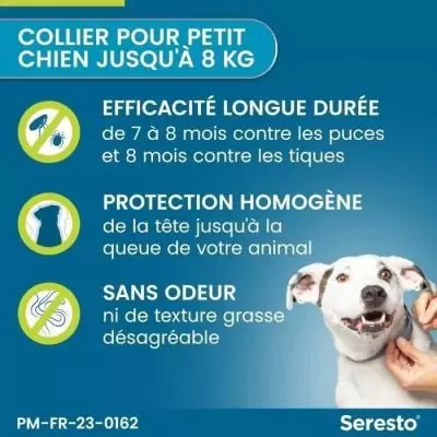 SERESTO Chien Collier Anti-Puces et Anti-Tiques -8kg 2 unités