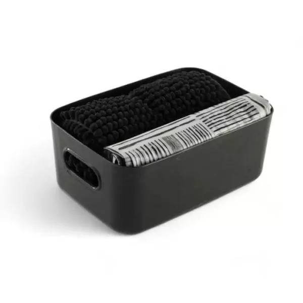 Set de douche - TODAY - UTILITY - Panier, tapis, rideau - Black