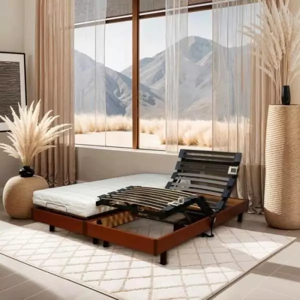 Ensemble relaxation Matelas + Sommier 2x80x200cm MERIDA - Cerisier - 14 cm - Ferme