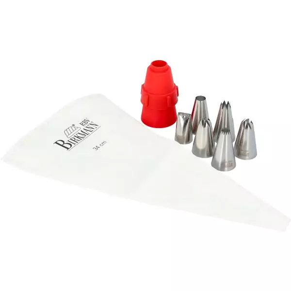 Poche a douille - BIRKMANN - EASY BAKING - Tissu - Inclus 6 douilles + 1 adapteur - 9 x 14,5 x 5,7 cm