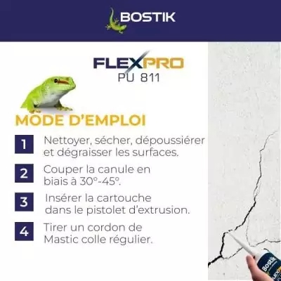 Mastic colle/joint - BOSTIK - Flexpro PU811 - Tous matériaux - Intérieur/extérieur - Anthracite RAL7016 - 300 ml Mastic colle/joint - BOSTIK - Flexpro PU811 - Tous matériaux - Intérieur/extérieur - Anthracite RAL7016 - 300 ml