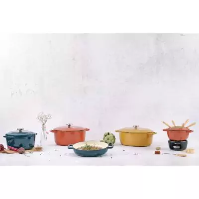 Poele a grill - COSY & TRENDY - FONTESTIC - Fonte émaillée - Ø28 cm - Tous feux dont induction - Rouille