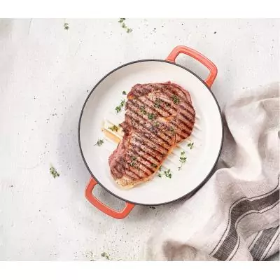 Poele a grill - COSY & TRENDY - FONTESTIC - Fonte émaillée - Ø28 cm - Tous feux dont induction - Rouille