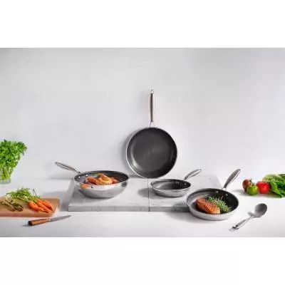 Wok - COSY & TRENDY - HEXAPRO - Acier inoxydable - Ø24 cm - Anti-adhésive - Tous feux dont induction