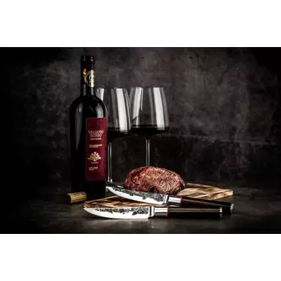 Set de 4 couteaux a steak - FORGED - SEBRA - Acier japonais 440C - Manche en bois Dalbergia