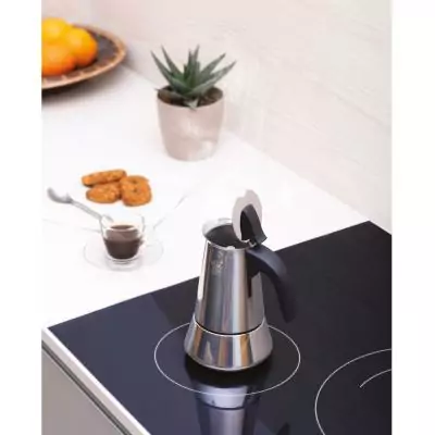 Cafetiere italienne - PEZZETTI - STEELEXPRESS - Acier inoxydable - 6 tasses - Tous feux dont induction - Argent