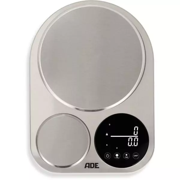 Balance de cuisine duo digitale - ADE - ISABELLA - Acier inoxydable/Plastique - 23x16,5 cm - Inclus 3 piles AAA