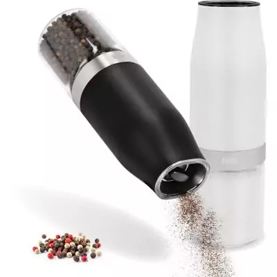 Lot de 2 Moulins électrique - ADE - MILL - Verre/Synthétique - H 18,3 cm - Noir & Blanc