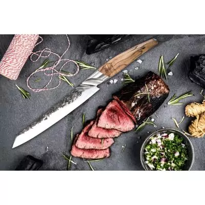Couteau a viande - FORGED - KATAI - Acier VG10 - Manche en bois de racine - L 20,5 cm