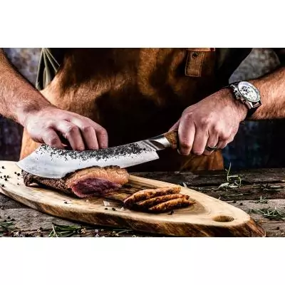 Couteau de boucher- FORGED - KATAI - Acier VG10 - Manche en bois de racine - L 25,5 cm