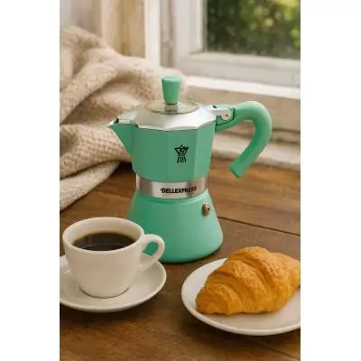 Cafetiere italienne - PEZZETTI - BELLEXPRESS - Aluminium - 6 tasses - Tous feux dont induction - Turquoise