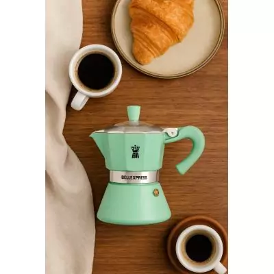 Cafetiere italienne - PEZZETTI - BELLEXPRESS - Aluminium - 6 tasses - Tous feux dont induction - Turquoise