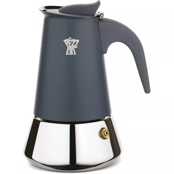 Cafetiere italienne - PEZZETTI - STEELEXPRESS - Acier inoxydable - 2 tasses - Tous feux dont induction - Bleu