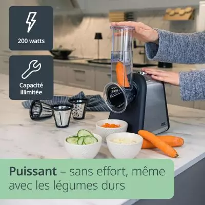 Râpe électrique - ADE - KITCHEN GADGETS - 4 types de Râpes - Acier inoxydable/plastique - 29,2 x 21,3 x 25 cm Râpe électrique - ADE - KITCHEN GADGETS - 4 types de Râpes - Acier inoxydable/plastique - 29,2 x 21,3 x 25 cm