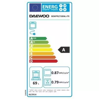 Four encastrable - Pyrolyse - Chaleur tournante - DAEWOO - BO6PR27GBNL - Noir - Porte froide - 59,5 x 57,5 x 59,5 cm