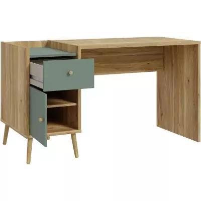 Bureau droit WHENUA - Chene/ Vert sauge - 139,6 x 77,3 x 60 cm