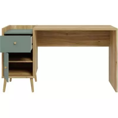 Bureau droit WHENUA - Chene/ Vert sauge - 139,6 x 77,3 x 60 cm