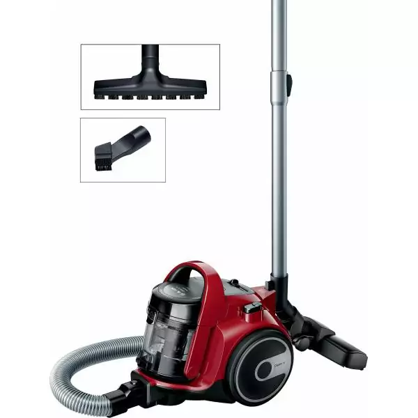 BOSCH BGC05AAA2 Cleann'n aspirateur sans sac rouge - 78 dB - 28 kWh/an - (h)epa - 9m - 1,5L - brosse universelle - brosse parque