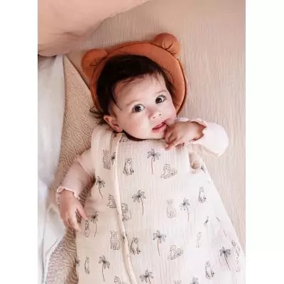 Douillette naissance - CANDIDE - 70 cm - 3/9 mois - Blanc imprimé lange tigre