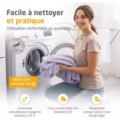 Couverture chauffante reversible - MEDISANA - HB 418 - 120 W - 9 réglages - 180 x 130 cm - Violet