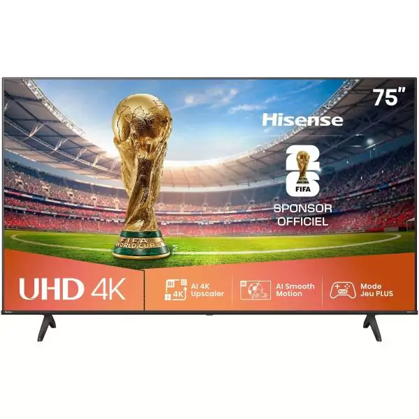 Hisense 75A6Q - TV LED 75 (189 cm) - 4K UHD 3840x2160 - HDR10+ - TV connecté - 3xHDMI 2.1 - WiFi