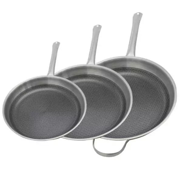 Set de 3 poeles a induction - ELO - Relief Solutions - Inox 18/10 ELODUR Select antiadhésives - Ø 24-28-32 cm