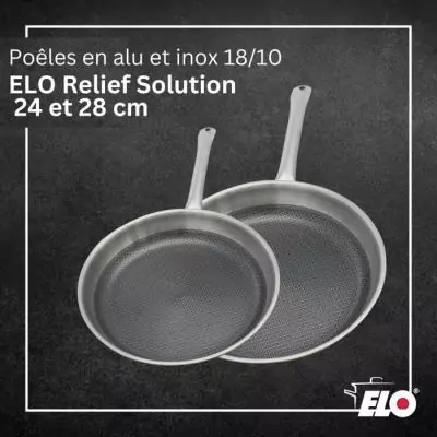 Set de 2 poeles a induction - ELO - Relief Solutions - Inox 18/10 ELODUR Select antiadhésives – Ø?24?et 28?cm