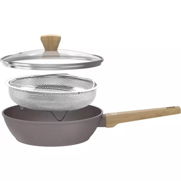 Sauteuse - Tous feux dont induction - ARTHUR MARTIN - AM9910 - Revetement céramique - Ø 24 cm - Couvercle et panier inox - Tau