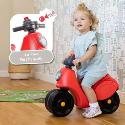 Scooter Strada - FALK - Guidon directionnel avec klaxon - Larges roues sécurisantes - Rouge - 100% Fabriqué en France - Des 12