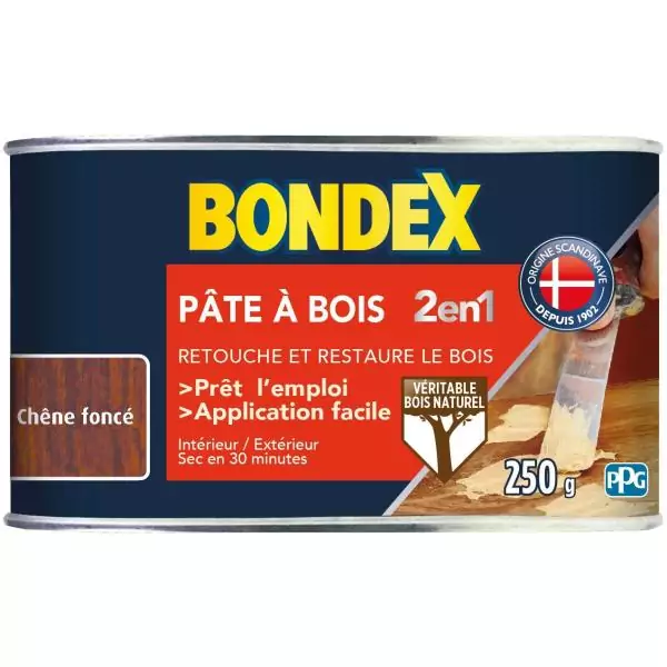 Pâte a bois 2 en 1 Chene foncé - BONDEX - 250g