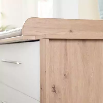 Commode a langer - ROBA - MALO - 3 tiroirs - Chene clair / blanc