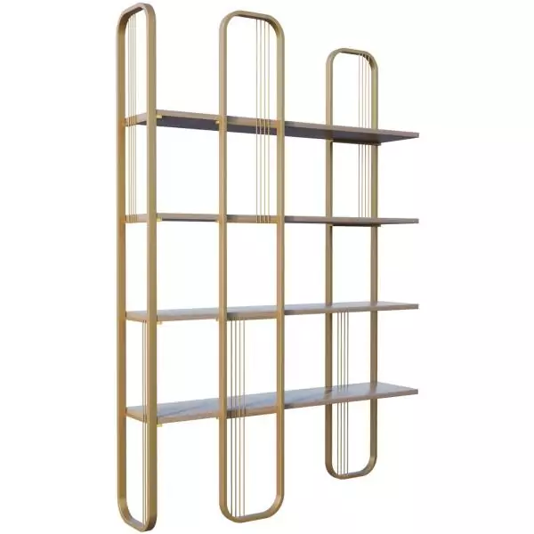 Bibliotheque baroque - SIERRA - 124 x 182 x 26 cm - Glam Jaune