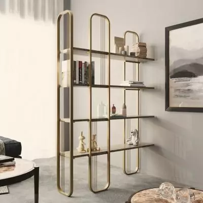 Bibliotheque baroque - SIERRA - 124 x 182 x 26 cm - Glam Jaune