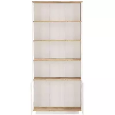 Bibliotheque élégante - FR16 - 2 portes - 75 x 168 x 27 cm - Pin atlantique / Blanc