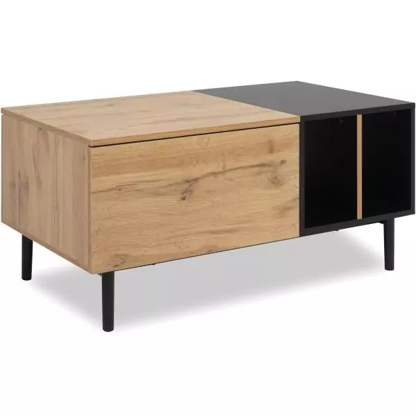 Table basse - LONA - Rectangulaire - Chene artisan / Noir - 100 x 46,5 x 55 cm