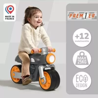 Draisienne Moto Premier - FALK - Avec roues silencieuses - Gris - 75% Plastique Recyclé - 100% Fabriqué en France - Des 12 mo