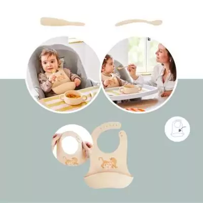 Babymoov - Coffret Premiers Repas Bébé Silicone - Vaisselle Diversification Alimentaire - Développé avec Ergothérapeute - M