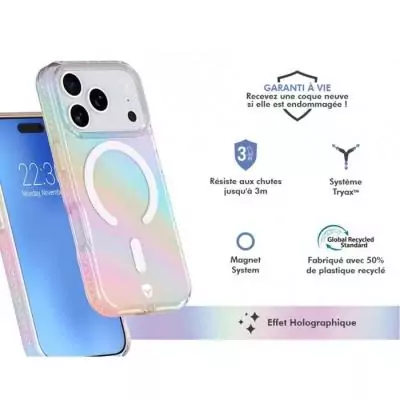 Coque FC Air MagSafe pour iPhone17 Pro - Effet holographique incroyable