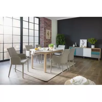 Table a manger extensible - KAYRI - Rectangulaire - Chene Sonoma / Blanc - 4 a 6 personnes - 120-160 x 76 x 90 cm