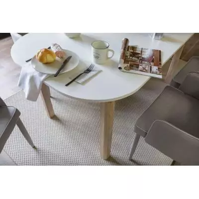Table a manger extensible - KAYRI - Rectangulaire - Chene Sonoma / Blanc - 4 a 6 personnes - 120-160 x 76 x 90 cm