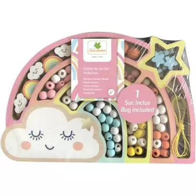 Coffret de perles en bois - SYCOMORE - Arc-en-ciel - Des 4 ans