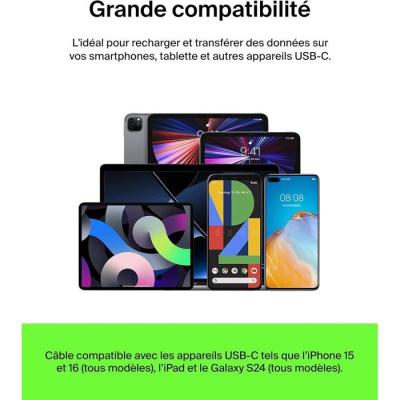 Câble tressé - BELKIN - USB-C vers USB-A - 1 m - Noir