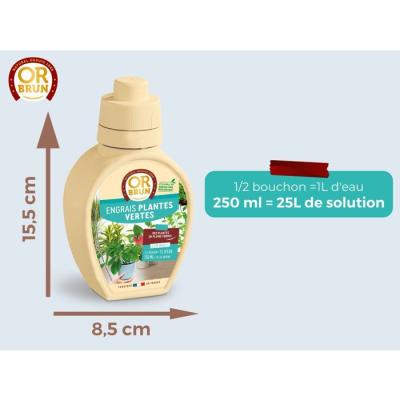 Engrais plantes vertes - OR BRUN - OBRECLPLINTER250 - 250 ml - Favorise la croissance - Fabriqué en France