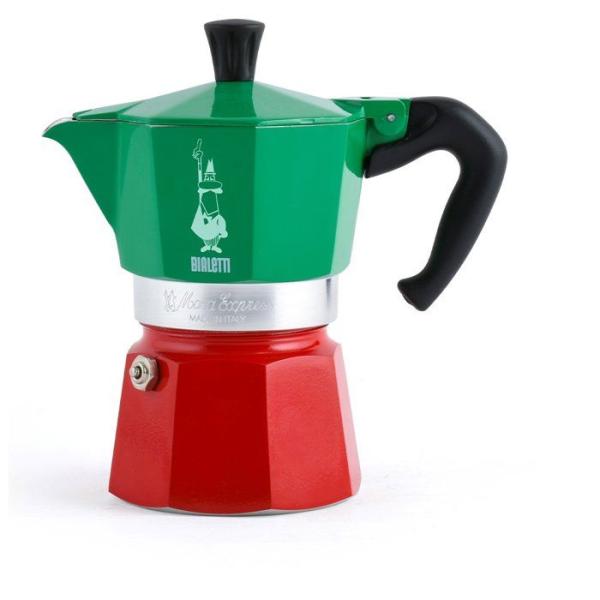 Cafetiere italienne - BIALETTI - Moka Express Italia - Tous feux sauf induction - 6 tasses - 300 ml - Vert / Rouge